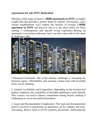 Apartments for sale in JNTU Hyderabad
