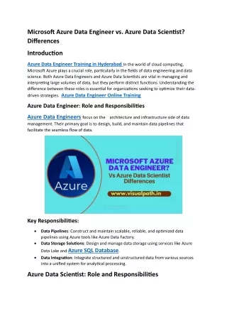 Azure Data Engineer Online Training | Microsoft Azure Data Engineer Training