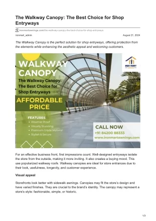 The Walkway Canopy The Best Choice for Shop Entryways