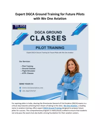 Expert DGCA Ground Training for Future Pilots with We One Aviation