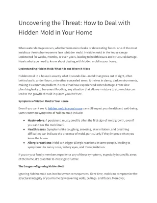 Uncovering the Threat_ How to Deal with Hidden Mold in Your Home