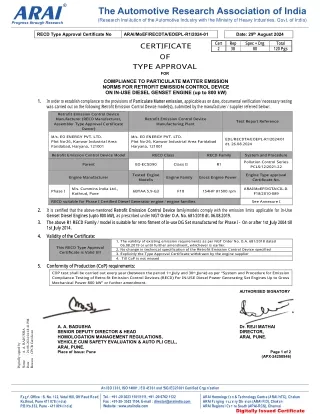 CPCB Approved Retrofitted Emission Control Device (RECD) For DG Set (Generators) in India