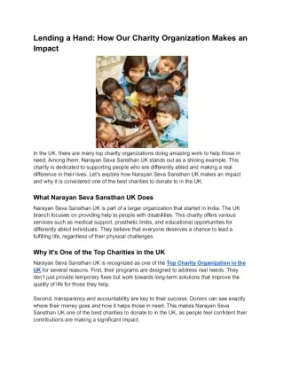 Lending a Hand_ How Our Charity Organization Makes an Impact