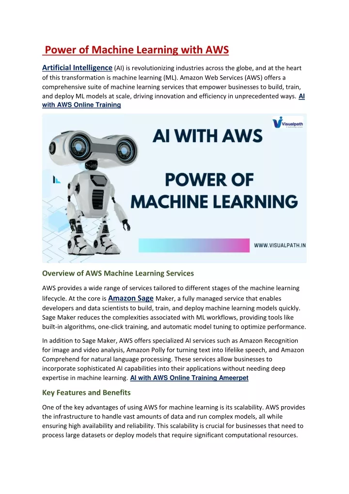 power of machine learning with aws