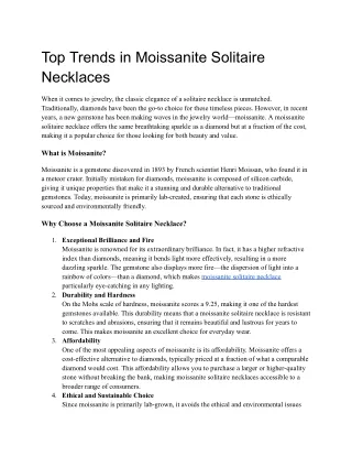 Top Trends in Moissanite Solitaire Necklaces
