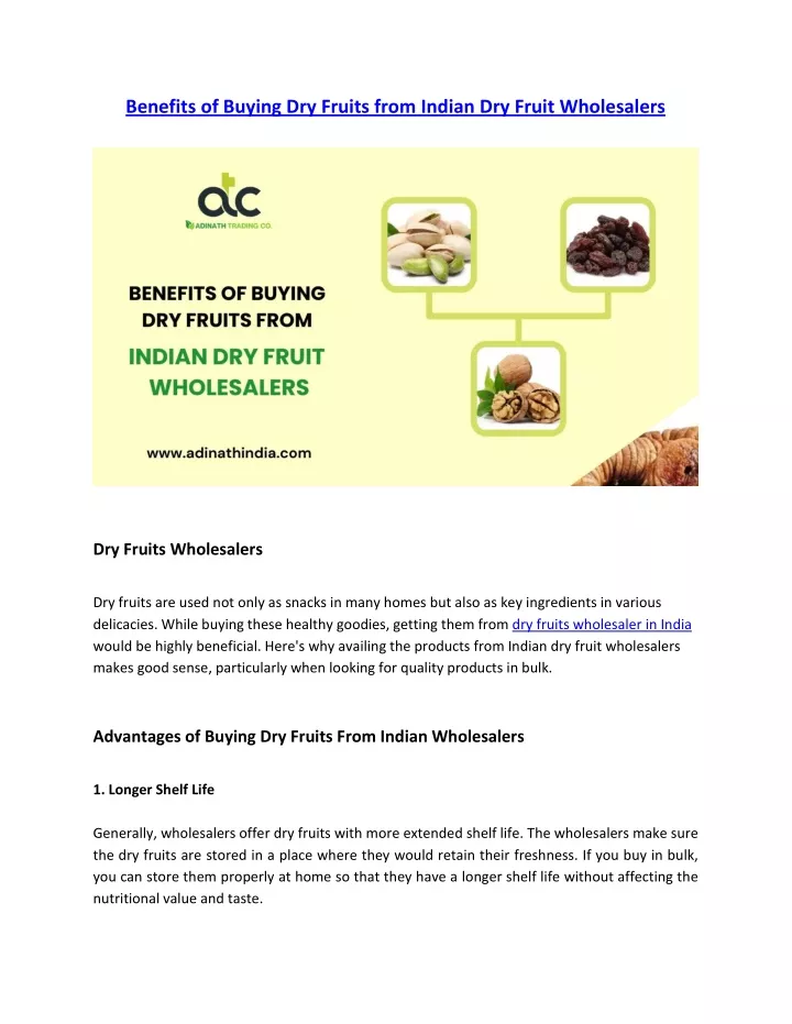 benefits of buying dry fruits from indian