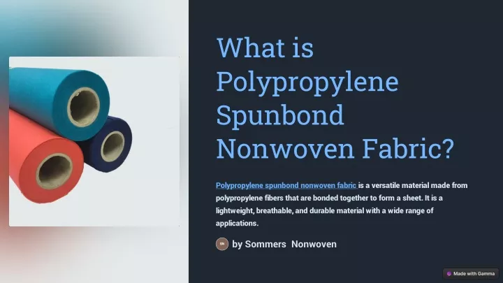 what is polypropylene spunbond nonwoven fabric