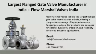 Largest Flanged Gate Valve Manufacturer in India - Flow Marshal Valves India