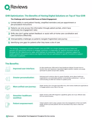 EHR Optimization: The Benefits of Having Digital Solutions on Top of Your EHR