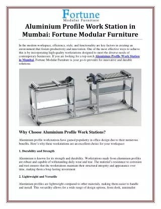 Efficient and Customizable Aluminium Profile Work Stations in Mumbai