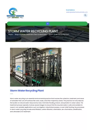 STORM WATER RECYCLING PLANT MANUFACTURER