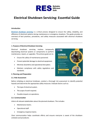 Electrical Shutdown Servicing: Essential Guide