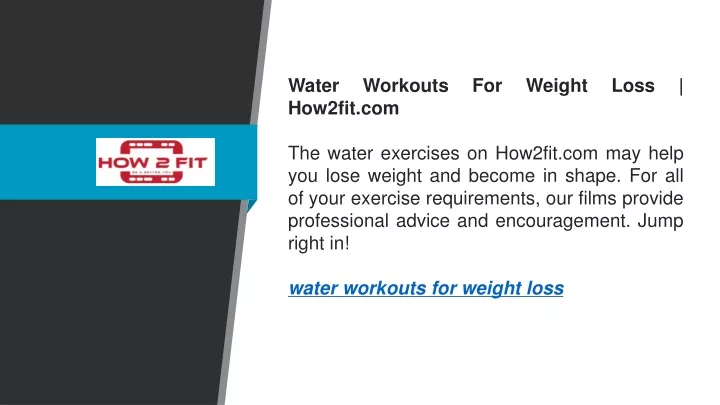 water workouts for weight loss how2fit