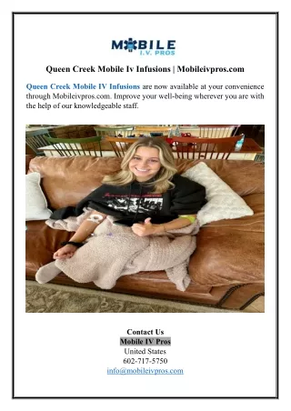 Queen Creek Mobile Iv Infusions | Mobileivpros.com