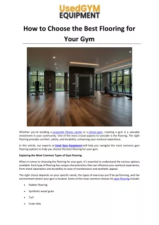 How to Choose the Best Flooring for Your Gym