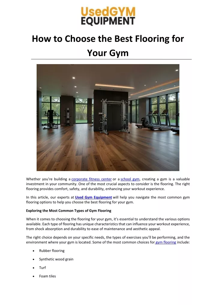 how to choose the best flooring for your gym