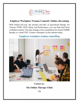 Employee Workplace Trauma Counsell  Online-cbt.coming