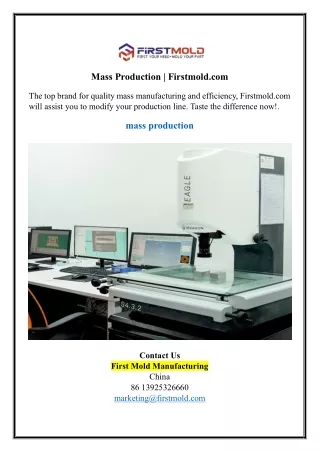 Mass Production | Firstmold.com
