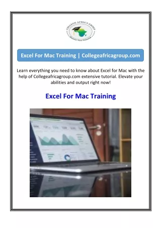 Excel For Mac Training  Collegeafricagroup.com