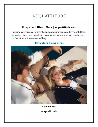Terry Cloth Blazer Mens  Acquattitude