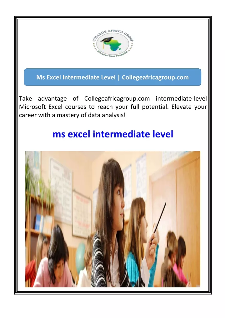 ms excel intermediate level collegeafricagroup com