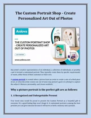 the custom portrait shop create personalized