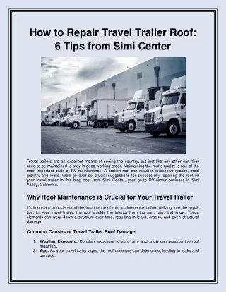 How to Repair Travel Trailer Roof: 6 Tips from Simi Center