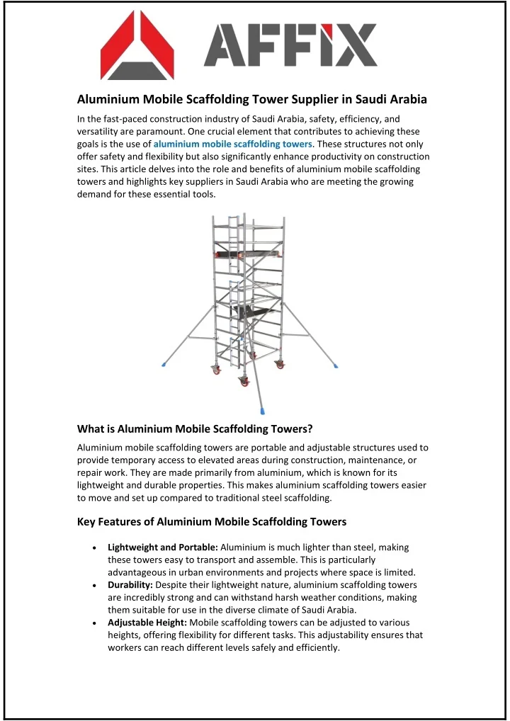 PPT - Aluminium Mobile Scaffolding Tower Supplier in Saudi Arabia ...