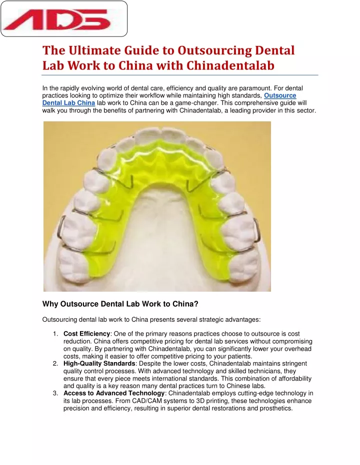 the ultimate guide to outsourcing dental lab work