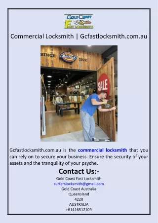 Commercial Locksmith  Gcfastlocksmith.com.au