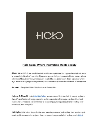 Top Hair Salon in Amsterdam | Expert Styling & Color Services | Holo Salon