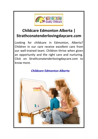 Childcare Edmonton Alberta  Strathconatenderlovingdaycare.com