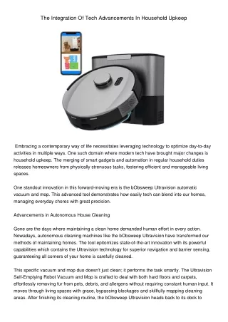 the integration of tech advancements in household