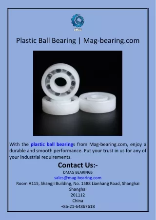 Plastic Ball Bearing  Mag-bearing.com