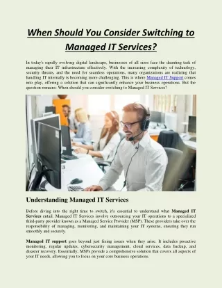 When Should You Consider Switching to Managed IT Services?