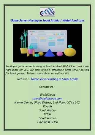 Game Server Hosting in Saudi Arabia  Wafaicloud.com