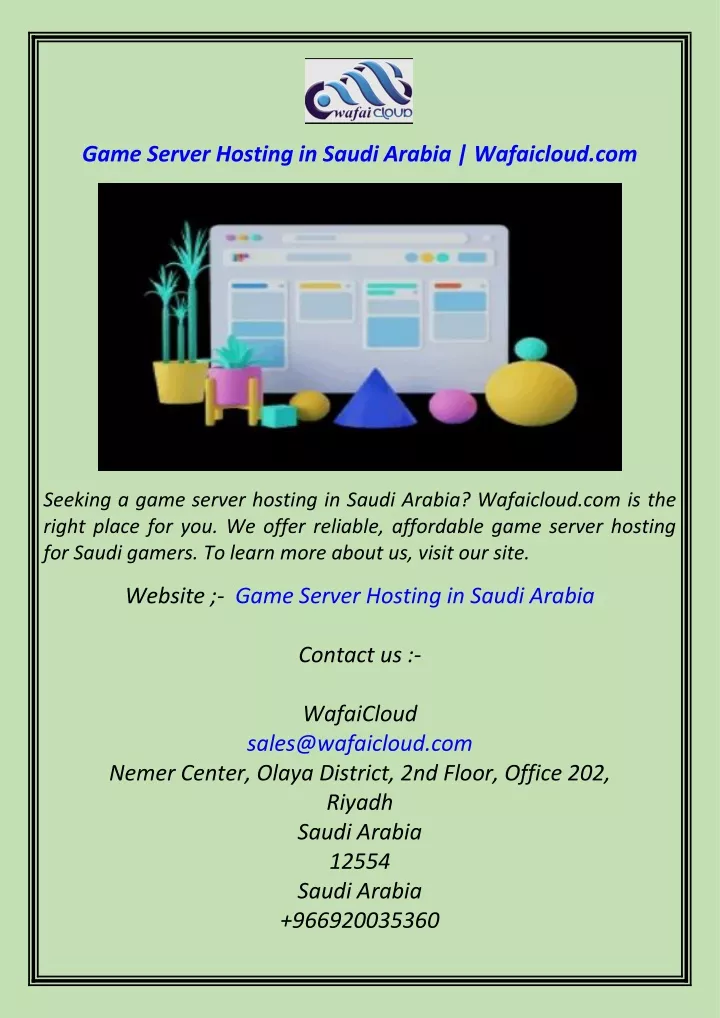 game server hosting in saudi arabia wafaicloud com