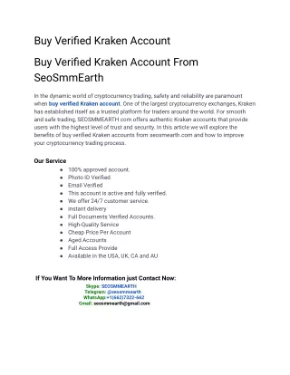 Buy Verified Kraken Account