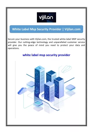 White Label Msp Security Provider  Vijilan.com