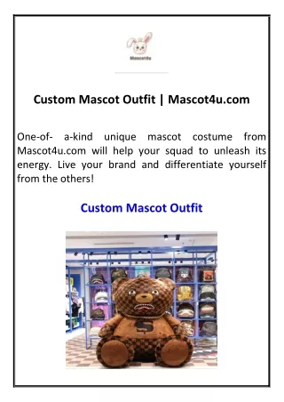 Custom Mascot Outfit  Mascot4u.com