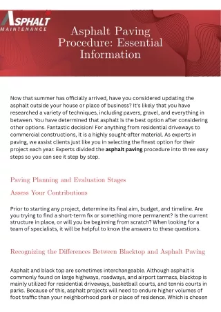 asphalt paving procedure essential information