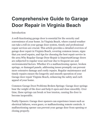 Garage door repair Virginia Beach