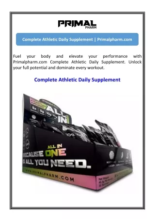 Complete Athletic Daily Supplement  Primalpharm.com