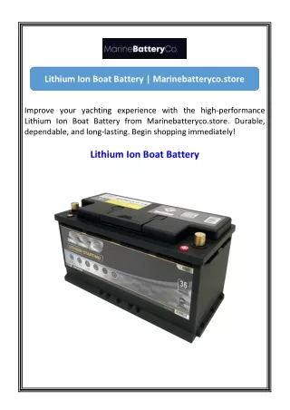 Lithium Ion Boat Battery  Marinebatteryco.store