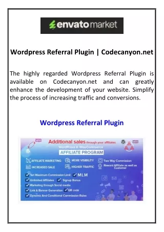 Wordpress Referral Plugin Codecanyon.net