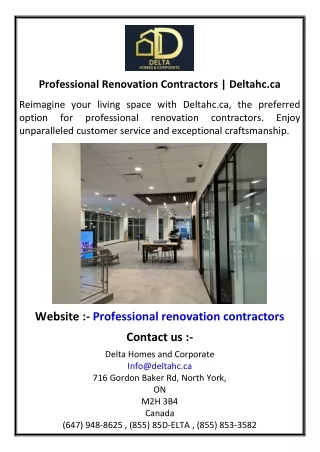 Professional Renovation Contractors | Deltahc.ca