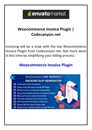 Woocommerce Invoice Plugin  Codecanyon.net