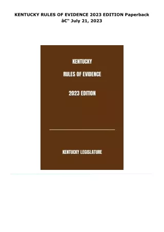 read kentucky rules of evidence 2023 edition     paperback â€“ july 21