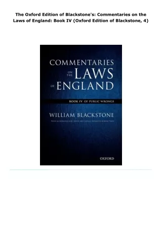 read the oxford edition of blackstone's: commentaries on the laws of e