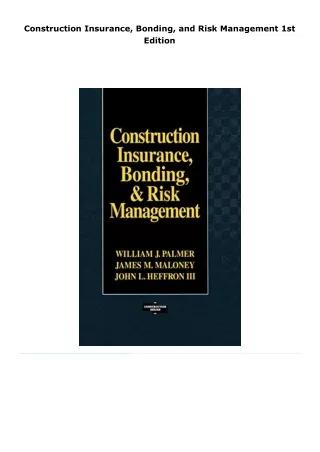 read construction insurance, bonding, and risk management     1st edit